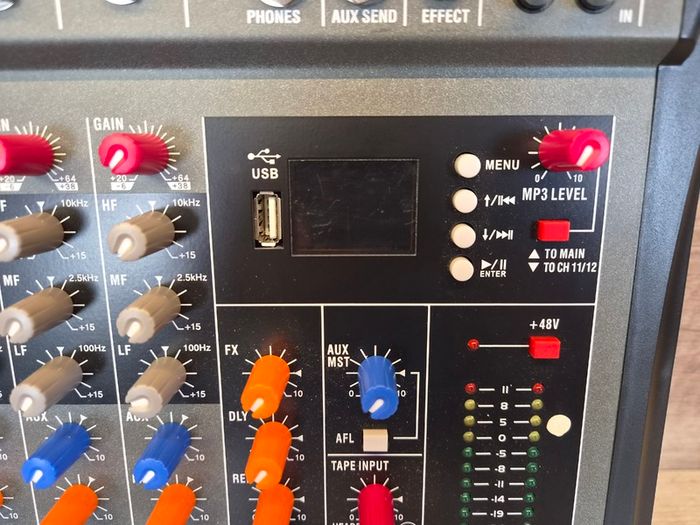 DEPUSHENG DX12 Professional Audio Mixer 12 Channel Studio Audio Console USB MP3 Input 48v Phantom Power DJ Console