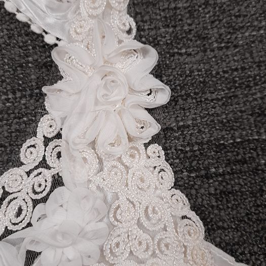 Yumi White Cream Tiered Lace Crochet Ruffle Sundress Mini Dress Size S