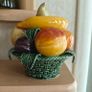vintage 1960s Portugal made Majolica style ceramic fruit basket centerpiece very retro Image 4