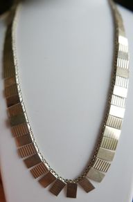Vintage Sterling Silver Hallmarked 925 Collar Statement Necklace length 17" - 22,1g