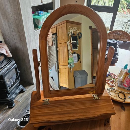 Vintage mirror swivel in pine dressing table mirror