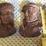 A Pair Of french vintage Wooden carved Hangemalt Man & Woman wall plaques Image 8