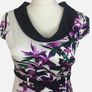 Izabella White Satin Purple Floral Pencil Dress With Bow Belt Uk 14 Includes Postage Image 3