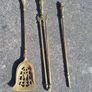 Vintage brass fire dogs and heavy companion set Image 3
