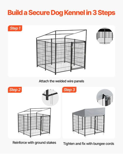 Outdoor Dog Kennel, 1.12 x 1.15 x 1.25 m Large Dog Kennel with Secure Lock, Outside Dogs Enclosures with UV-Resistant & Waterproof Roof Cover