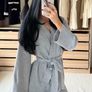 H&M viral grey knit trousers and belted cardigan set. Size S, New with tags Image 2