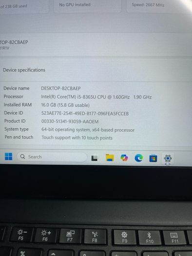 Lenovo X390 i5 pro 8th Gen 16/256 win 11 pro Touchscreen