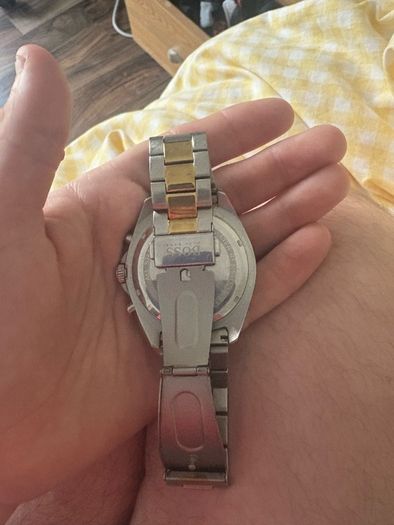 Men's gold Hugo boss watch