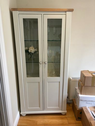 Solid Wood Dining Display Cabinet Cream Colour