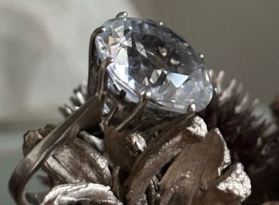 Antique Art Deco Silver Rock Crystal Ring