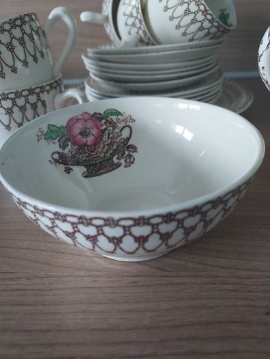 Vintage Moyott & Sons Brown Bonnie Dundee Chintzy Floral china 21 piece