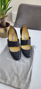 Manolo Blahnik black leather heels Sz 41 (Fit 8-8.5UK) - Rrp 595 (New)