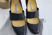Manolo Blahnik black leather heels Sz 41 (Fit 8-8.5UK) - Rrp 595 (New)