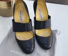 Manolo Blahnik black leather heels Sz 41 (Fit 8-8.5UK) - Rrp 595 (New)