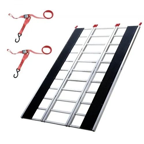 Tri-Fold Loading Ramp, 2160 x 1375 mm, Non-Slip Aluminum Trailer Ramp with Compact Design, Easy Storage, 680.4 kg Load Capacity