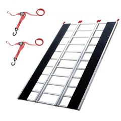 Tri-Fold Loading Ramp, 2160 x 1375 mm, Non-Slip Aluminum Trailer Ramp with Compact Design, Easy Storage, 680.4 kg Load Capacity