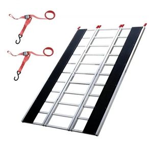 Tri-Fold Loading Ramp, 2160 x 1375 mm, Non-Slip Aluminum Trailer Ramp with Compact Design, Easy Storage, 680.4 kg Load Capacity