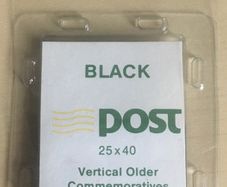 20 packs of Black Stamp Mounts with An Post logo (produced by Davo). Stamp Mounts 25mm X 40mm  for Vertical Older Commemoratives