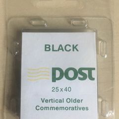 20 packs of Black Stamp Mounts with An Post logo (produced by Davo). Stamp Mounts 25mm X 40mm  for Vertical Older Commemoratives