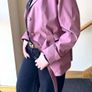 Dusty Pink Belted Jacket, Lightweight Spring Coat, Embroidered Detail, Chic Women's Blazer Size XL/XXL Image 9