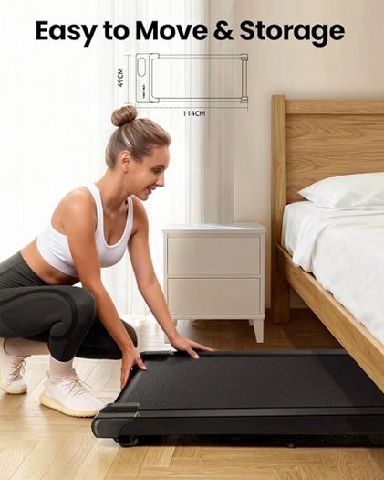 Walking Pad Treadmill, 6km/h Under Desk Treadmill for Home, 2.5HP Quiet Portable Electric Running Pad, Office Mini Walking Machine, 300LBS Capacity, Remote & LED Display, No Assembly