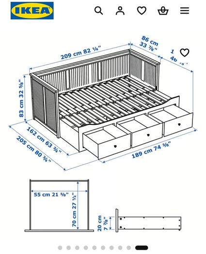 Pull out bed with 3 drawers
