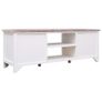 TV Cabinet White and Brown 115x30x40 cm Paulownia Wood Image 4