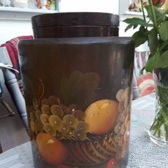 VTG Wooden Decoupage Storage Bin with Lid