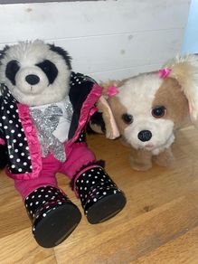 Build a bear panda and Fur real friends dog (with clothes)