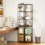 2-Pack 6-Tier Bookshelf, Steel Frame, for Living Room, Office, Bedroom, Rustic Brown Image 4
