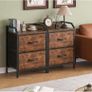 Bedside Table with 2 Storage Fabric Drawers Image 2