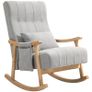 Rocking chair with lumbar cushion, wide seat, beech frame, up to 120 kg, gray Image 5