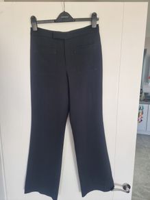 Black Twill, Straight/Wide-Leg Trousers, Size 30"