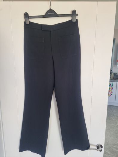 Black Twill, Straight/Wide-Leg Trousers, Size 30"