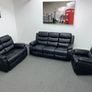 Roma Black Manual Leather Recliner Sofa Set Image 5
