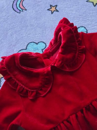 0-3m, With Tags Red Velour Dress with Collar