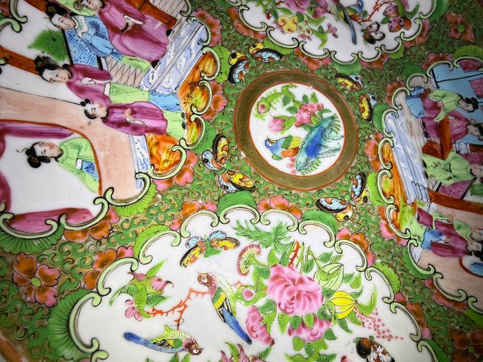 Set of 3 Antique 19th C. Chinese Export Rose Medallion Plates