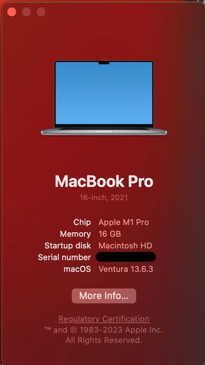 Apple MacBook Pro 2021 16-inch M1 Chip