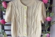 cardigan lemon cable knit statement button detail 12/14