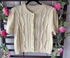 cardigan lemon cable knit statement button detail 12/14