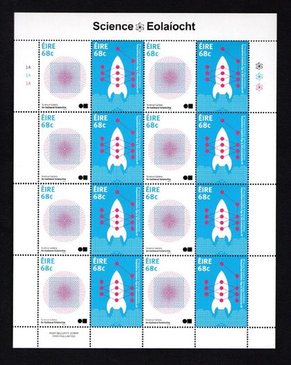 2015 Ireland Science Gallery and BT Young Scientist and Technology Exhibition Commemorative Stamps Sheetlet Plate 1A1A1A Mint Never Hinged (MNH)