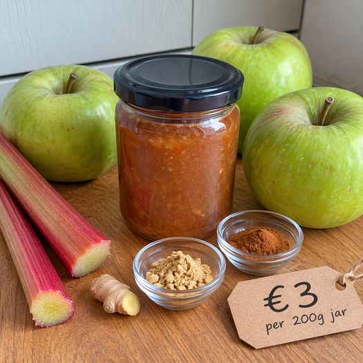200g Organic Rhubarb and Bramley Apple Jam with Cinnamon and Ginger