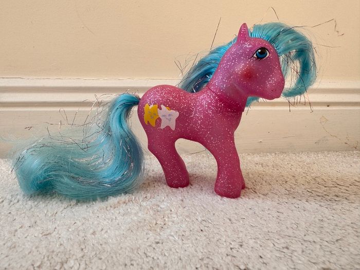My Little Pony Star Dancer Sparkle Vintage 1987 Hasbro G1 MLP Pink Glitter approx. 12 cm. Used Please see photos