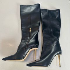 Reiss Black Leather knee high boots