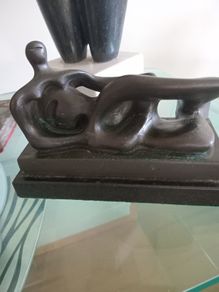 Moore Solid Bronze Ltd.Edition Reclyning Female Figure Sculpture