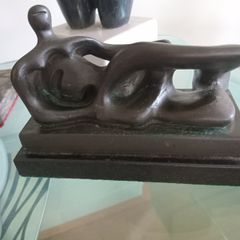 Moore Solid Bronze Ltd.Edition Reclyning Female Figure Sculpture