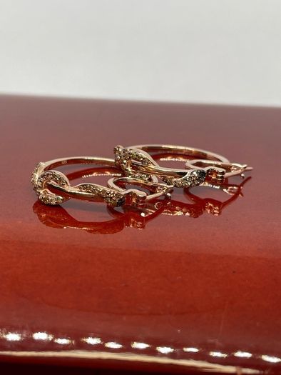 Champagne Diamond, Black Diamond J Hoop Half Hoop Earring