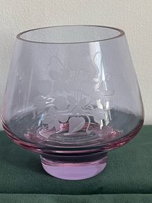 Vintage Caithness Glass Vase / Bowl with Etched Flower Design