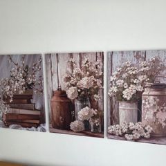 3 framed canvas 45x65cm each