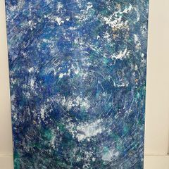 Unique abstract blue painting